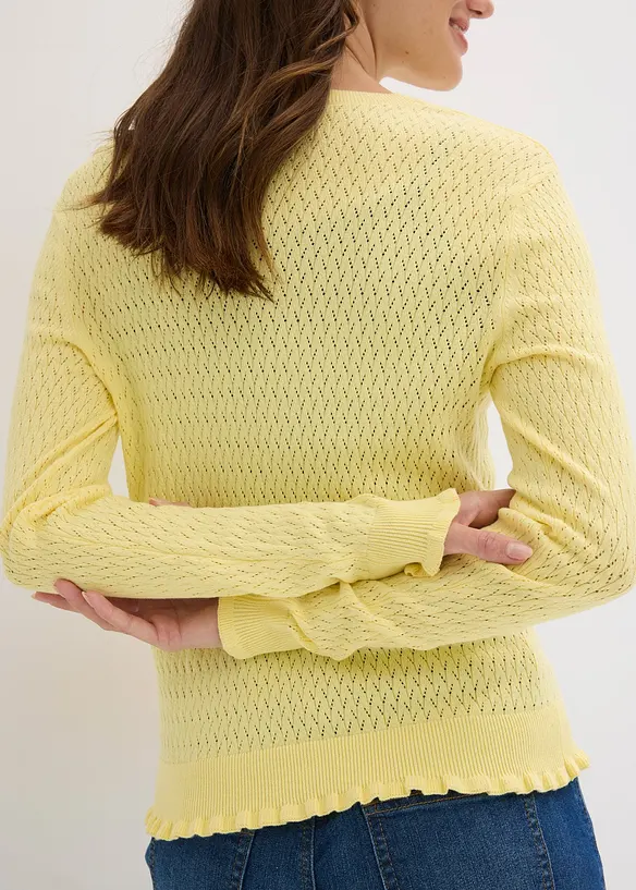 Cardigan i bomullsmiks med hullm&oslash;nster, bonprix