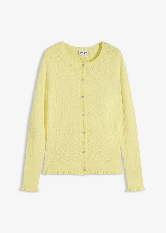 Cardigan i bomullsmiks med hullm&oslash;nster, bonprix