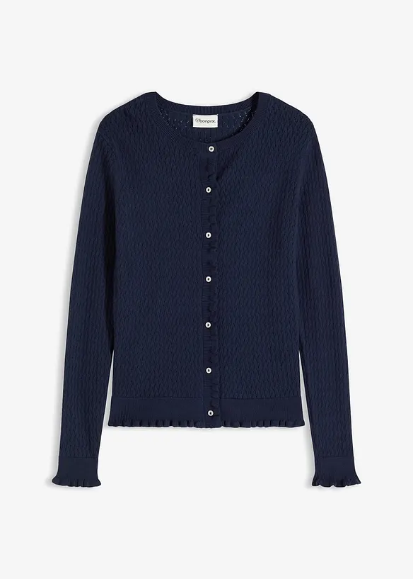 Cardigan i bomullsmiks med hullm&oslash;nster, bonprix