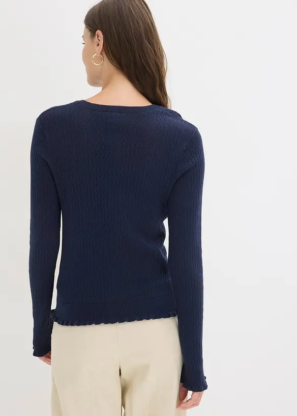 Cardigan i bomullsmiks med hullm&oslash;nster, bonprix