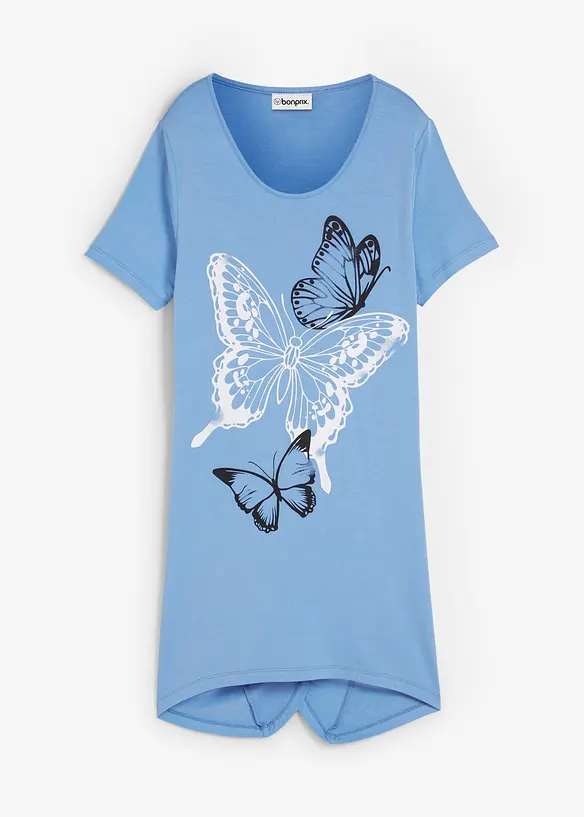 Lang topp med snipper i falden og sommerfugler, bonprix