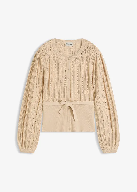 Genser i bomullsmiks med hullm&oslash;nster, bonprix