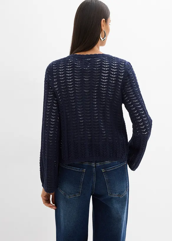 Cardigan med hullm&oslash;nster, bonprix