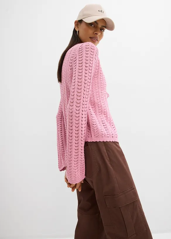 Cardigan med hullm&oslash;nster, bonprix