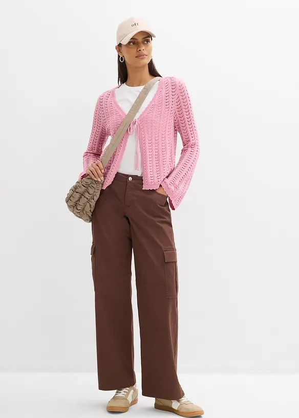 Cardigan med hullm&oslash;nster, bonprix