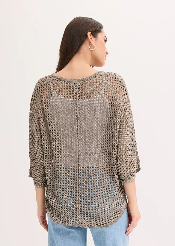 Strikkejakke med hullm&oslash;nster, bonprix