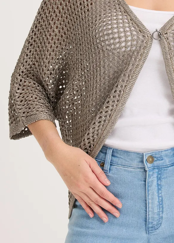 Strikkejakke med hullm&oslash;nster, bonprix