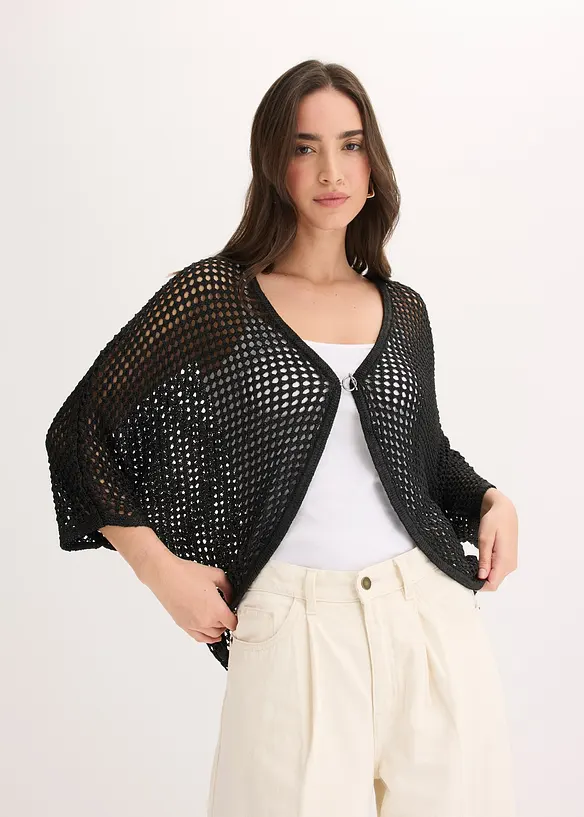 Strikkejakke med hullm&oslash;nster, bonprix