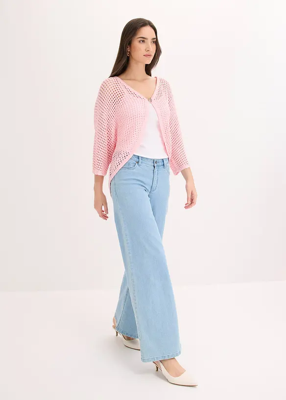 Strikkejakke med hullm&oslash;nster, bonprix