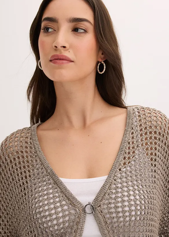 Strikkejakke med hullm&oslash;nster, bonprix