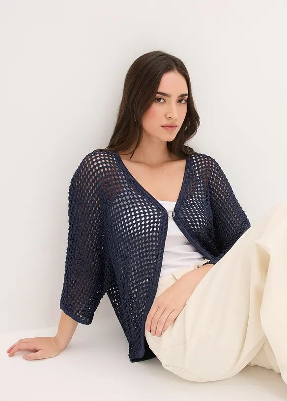 Strikkejakke med hullm&oslash;nster, bonprix