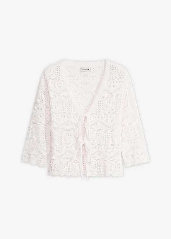 Cardigan med hullm&oslash;nster og knyting, bonprix