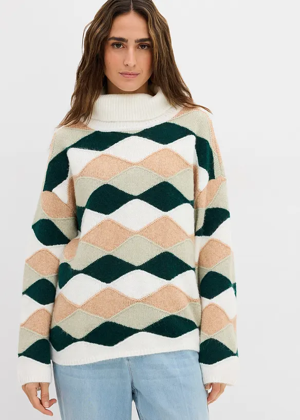 Genser med rullekrage og m&oslash;nster, bonprix