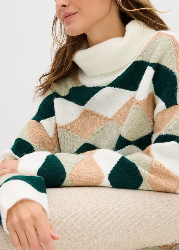 Genser med rullekrage og m&oslash;nster, bonprix