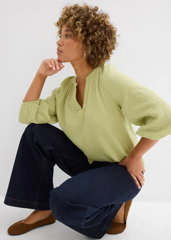 Oversized bluse i musselin, bonprix