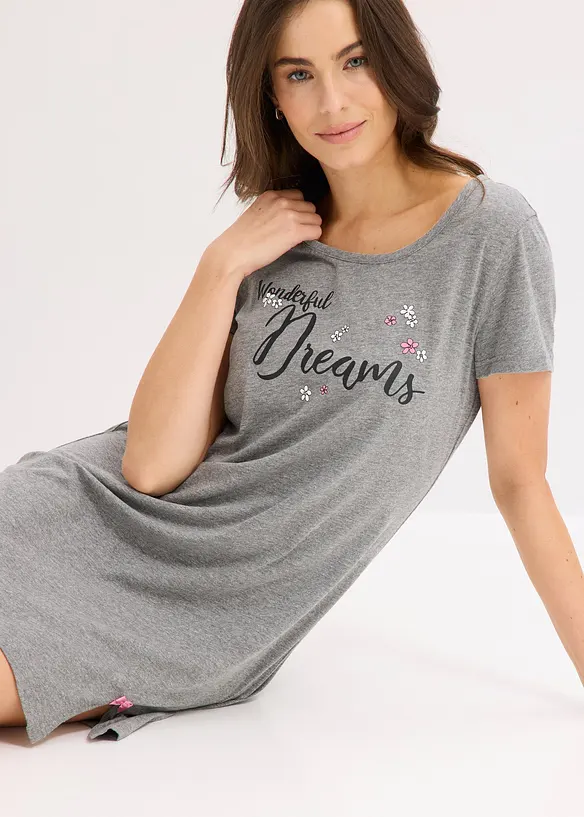 Kort nattskjorte i &oslash;kologisk bomull, bonprix