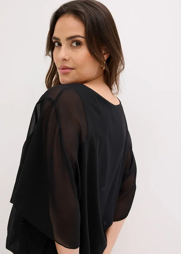 Chiffonbluse med f&ocirc;r, bonprix