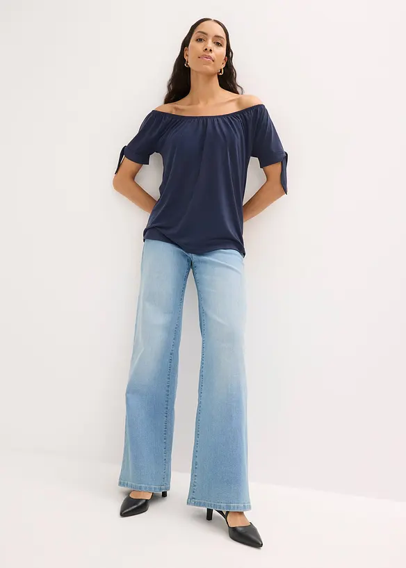 Off shoulder-topp med knyting, bonprix