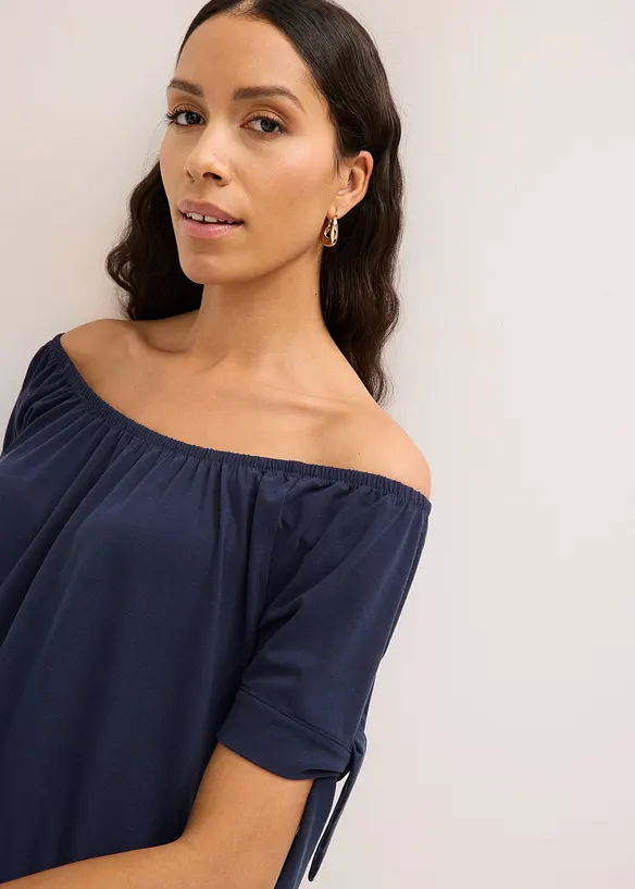Off shoulder-topp med knyting, bonprix