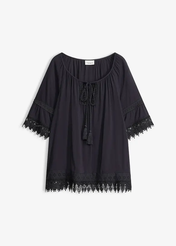 Tunika i myk viskose med blonder, bonprix