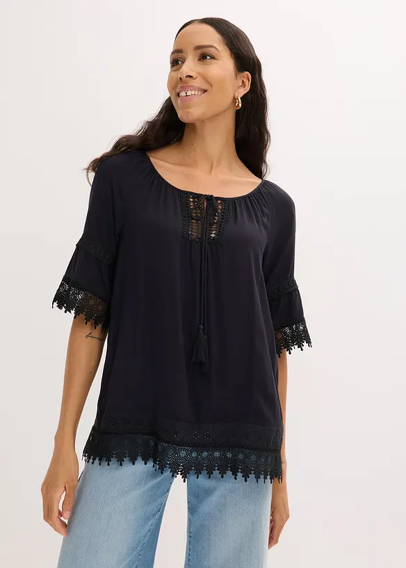 Tunika i myk viskose med blonder, bonprix