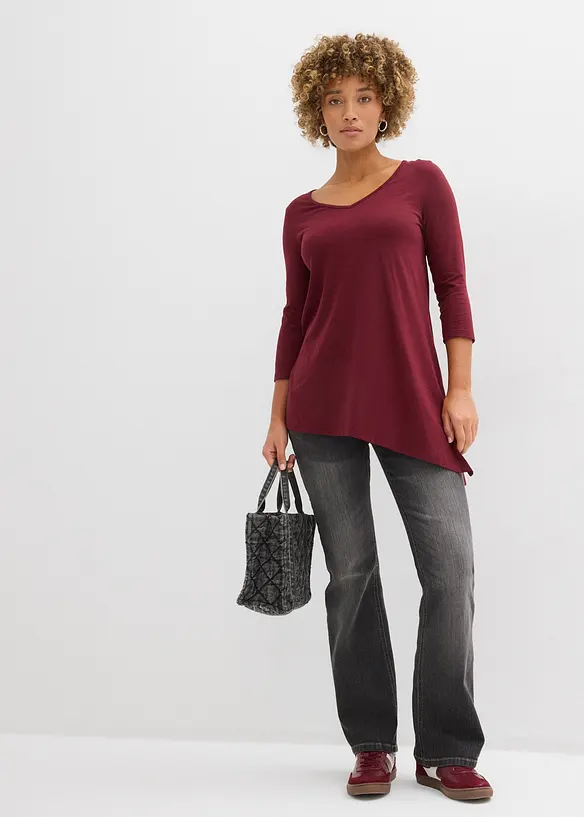 Lang topp i bomull med viskose, bonprix