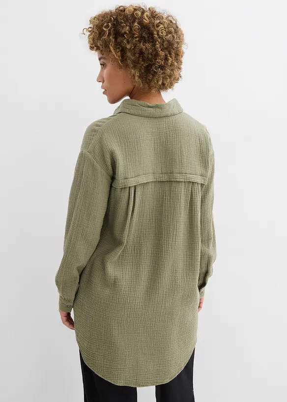 Lang, oversized musselinbluse, bonprix