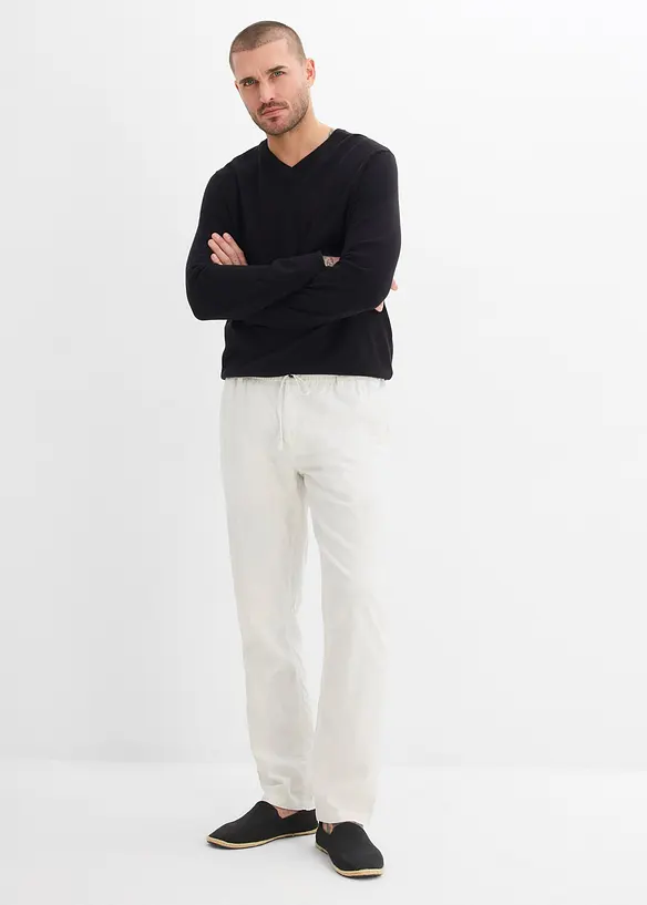 Regular Fit-chinos av luftig linmiks, Straight, bonprix