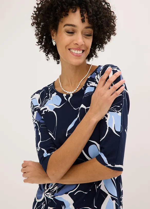 Topp med flaggermusermer og blomsterm&oslash;nster, bonprix