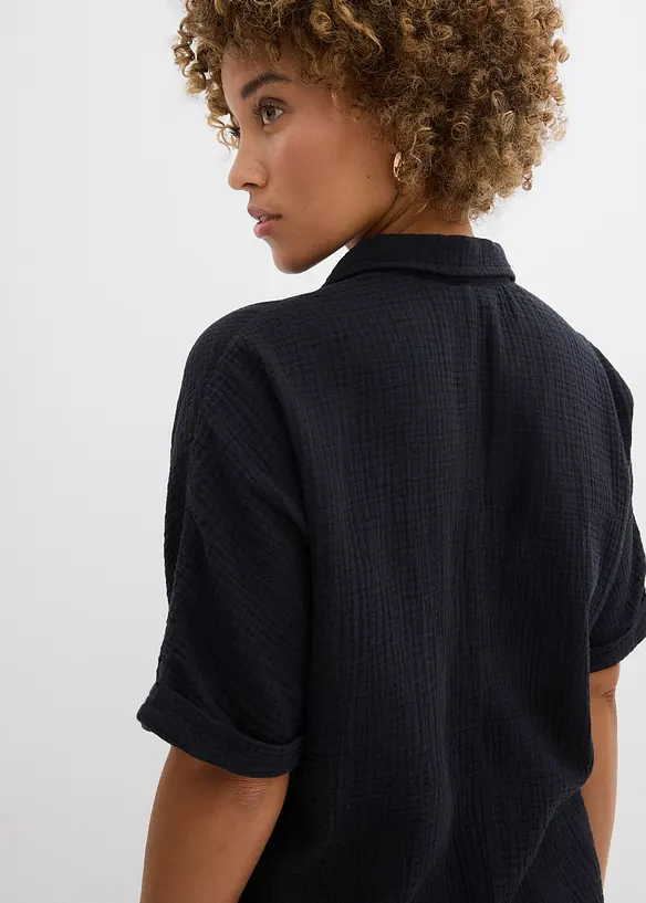 Oversized, lang skjorte i myk bomullsmusselin, bonprix