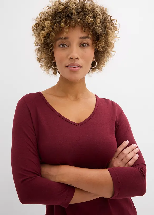 Lang topp i bomull med viskose, bonprix