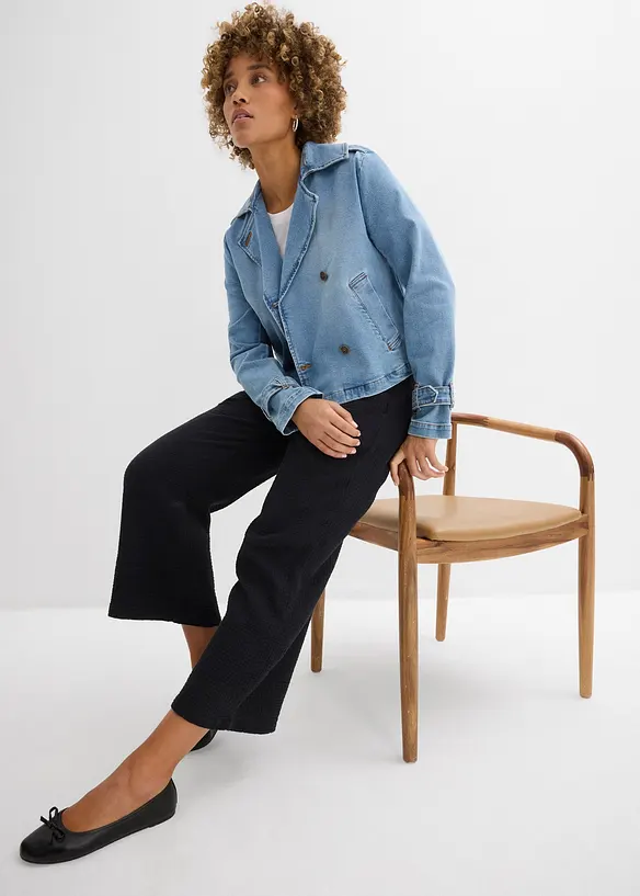 Bukse i bomullsmusselin med vide ben, bonprix