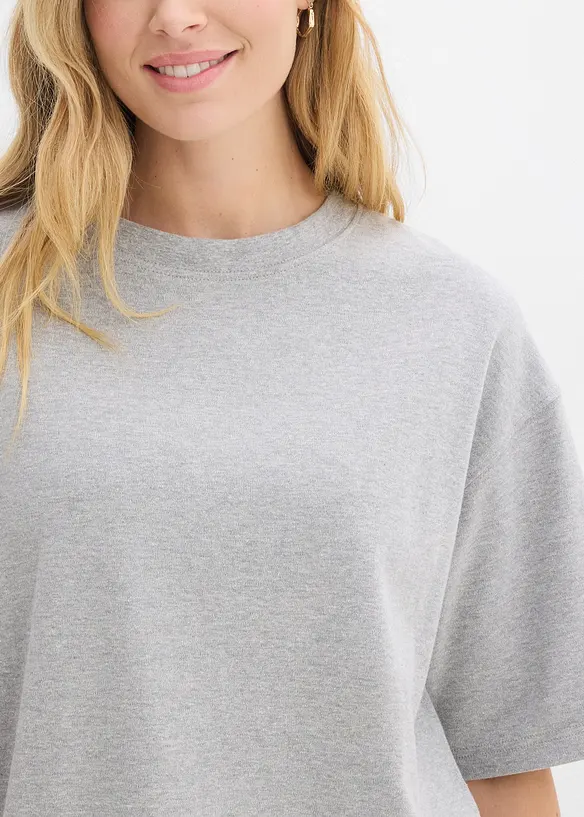 Oversized topp i formstabil, 100% &oslash;kologisk bomull, bonprix