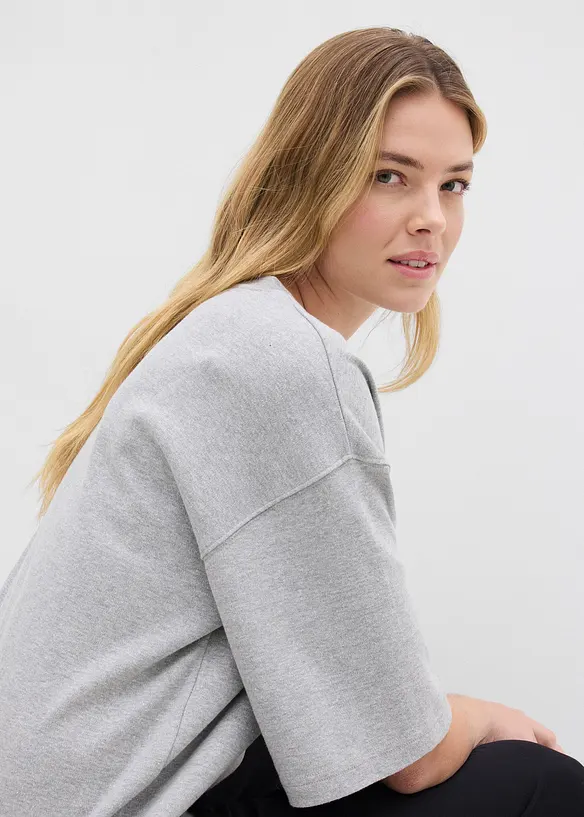 Oversized topp i formstabil, 100% &oslash;kologisk bomull, bonprix