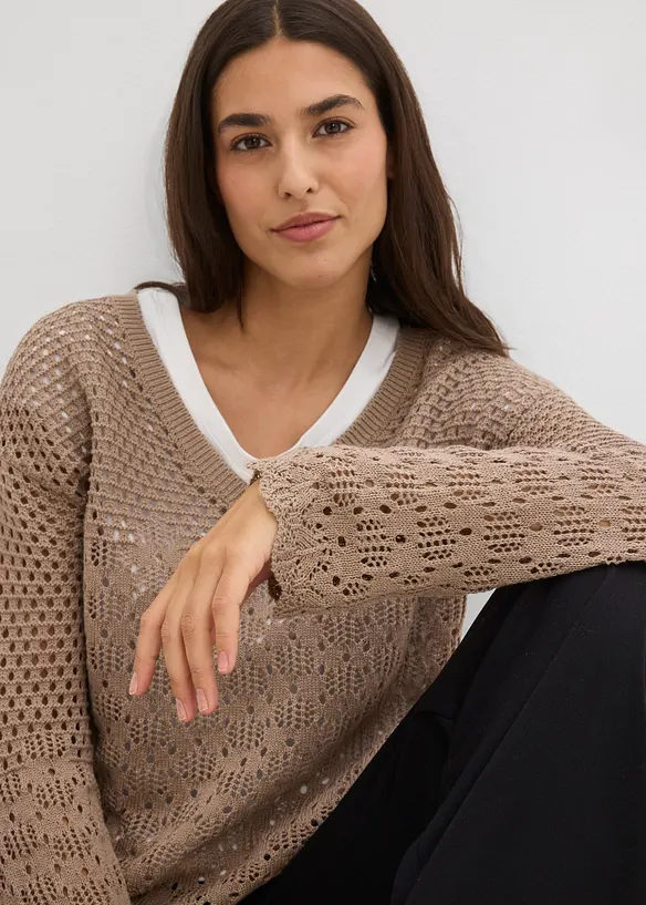 Lett genser med hullm&oslash;nster, bonprix