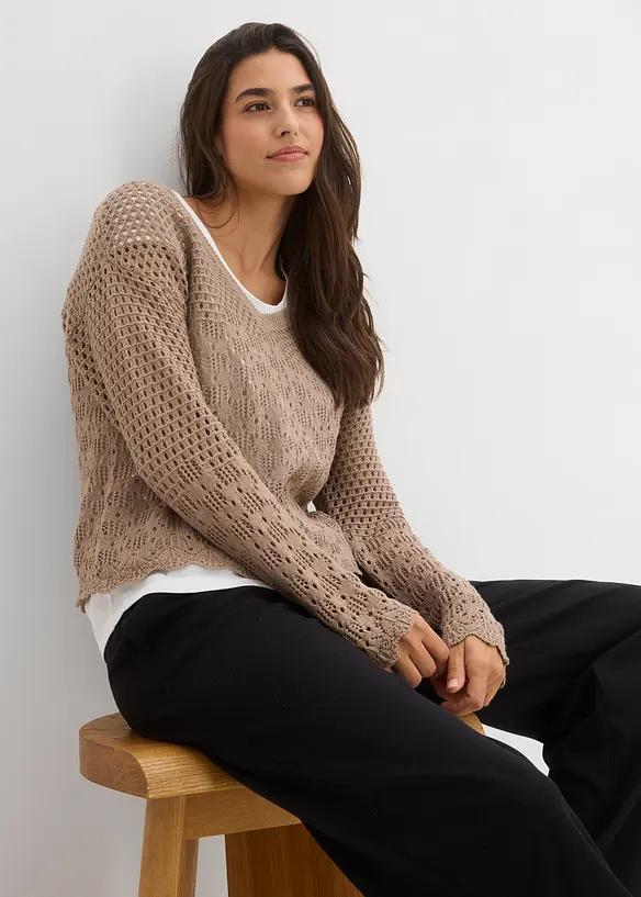 Lett genser med hullm&oslash;nster, bonprix