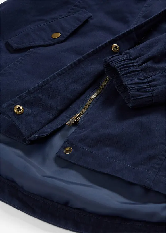 Overgangsparkas i bomull med hette med print, bonprix