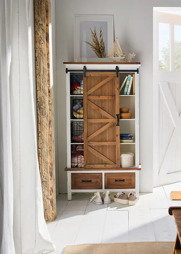 Gardin med vevd stripem&oslash;nster (1-pack), bonprix