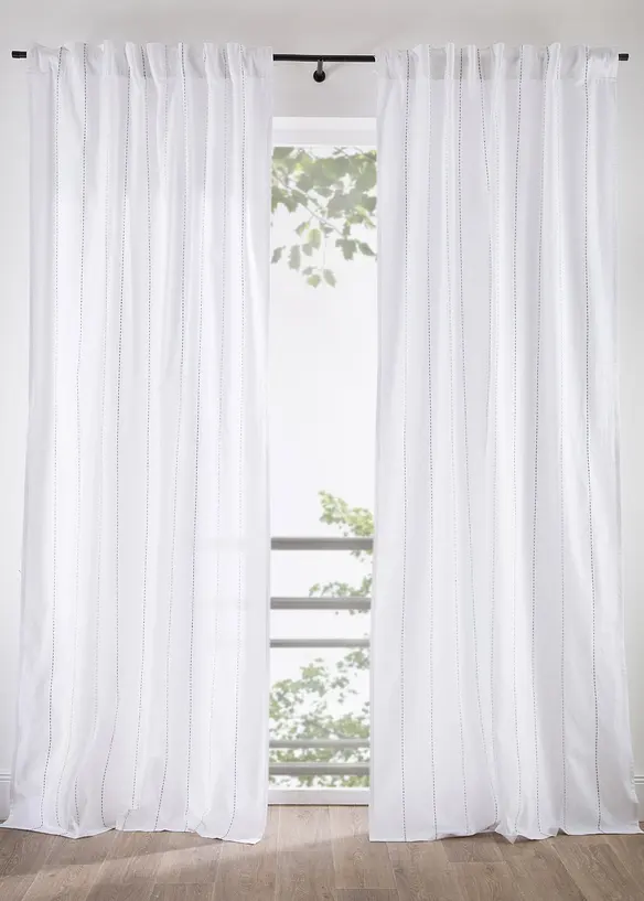 Gardin med vevd stripem&oslash;nster (1-pack), bonprix