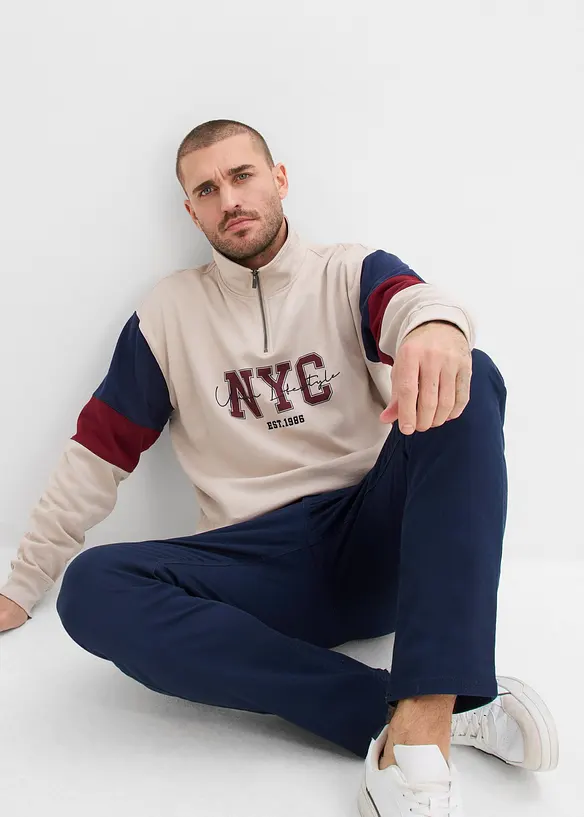 Regular Fit, stretchbukse med belte, Straight, bonprix