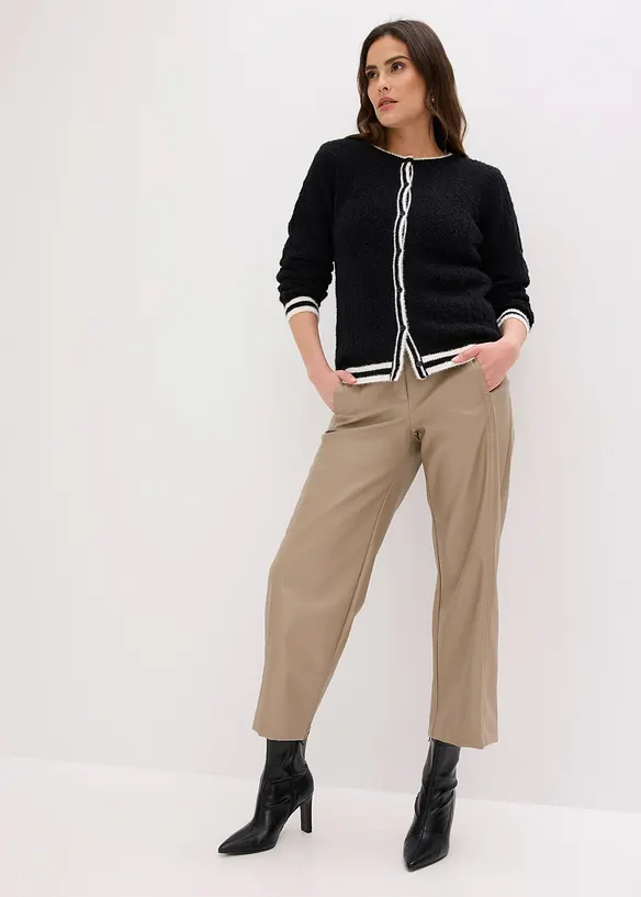 Cardigan med hullm&oslash;nster og fj&aelig;rgarn, bonprix