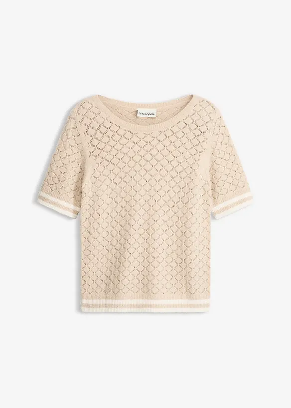 Genser med hullm&oslash;nster og fj&aelig;rgarn, bonprix