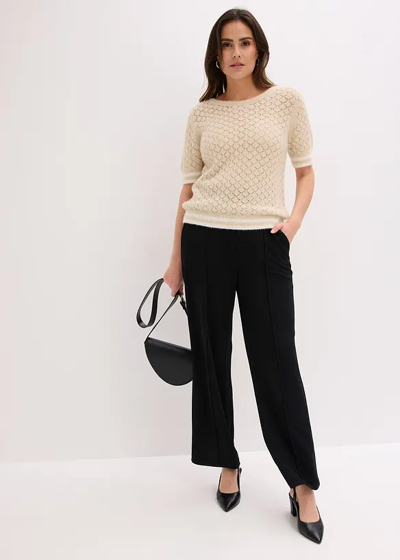 Genser med hullm&oslash;nster og fj&aelig;rgarn, bonprix