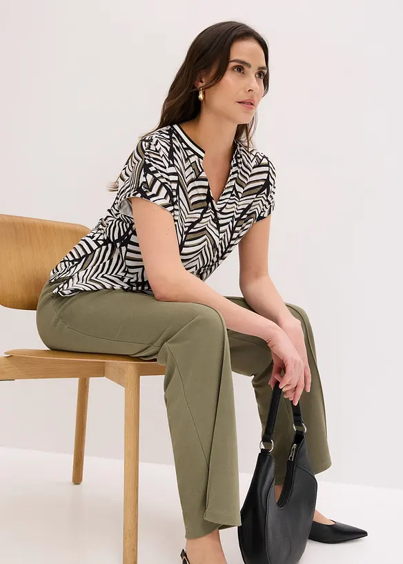 M&oslash;nstret bluse i trikot, bonprix