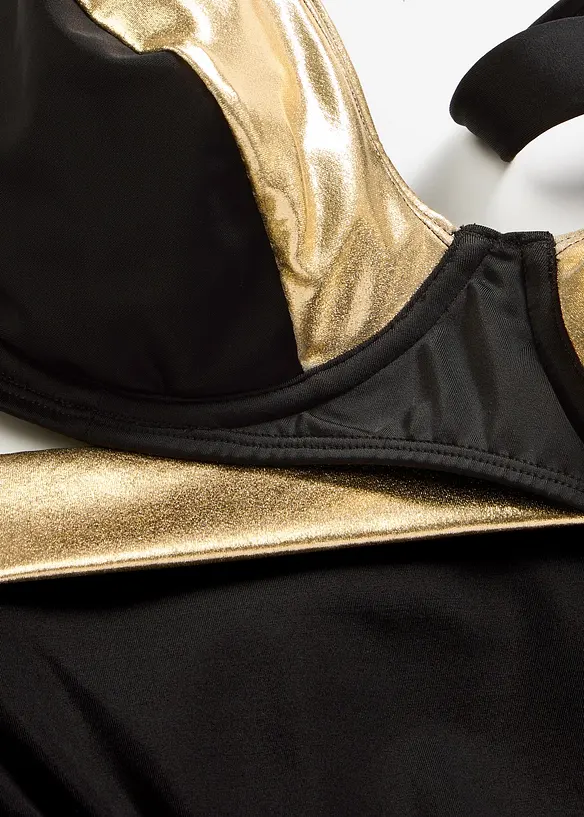 Minimizer-bikini med gullfargede innfellinger (2-delt sett), bonprix