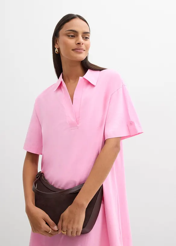 Skjortekjole i elastisk materiale med &oslash;kologisk bomull, bonprix