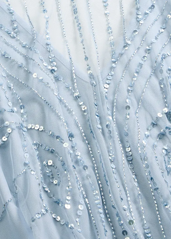 Maxikjole i lett tyll med paljettbroderi, bonprix