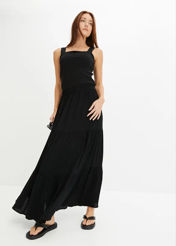 Maxi-volangskj&oslash;rt i strukturert viskosemateriale, bonprix