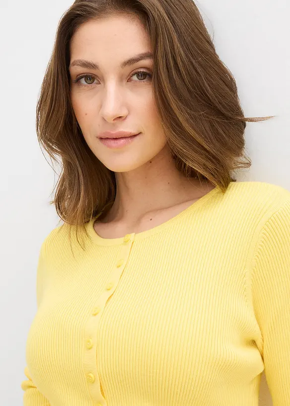 Finstrikket cardigan i myk viskosemiks, bonprix