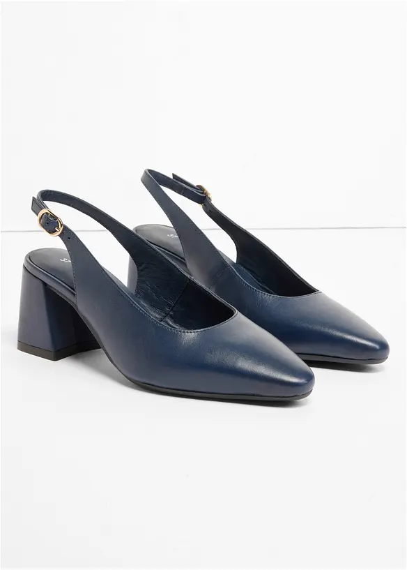 Slingback-pumps i skinn, bonprix